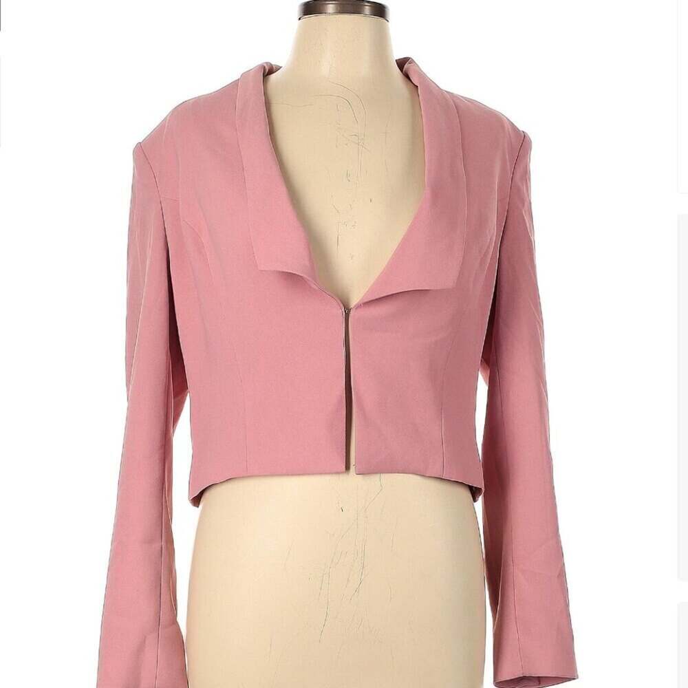 NWT Bebe Dusty Pink Cropped Blazer Size 12 Open Front Lined Jacket Office Event